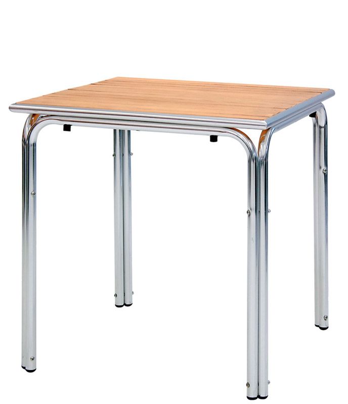 Gartentisch, quadratisch, Holzlatten und Aluminium, 700 x 700 mm