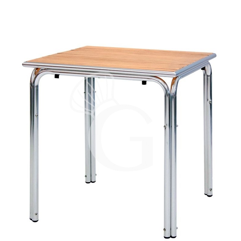 Gartentisch, quadratisch, Holzlatten und Aluminium, 800 x 800 mm