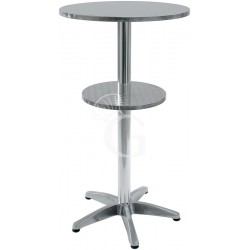 Tisch mit Ablagefläche (Ø 400), rund, Aluminium und Stahl, Höhe 1120 mm, Ø 600 mm