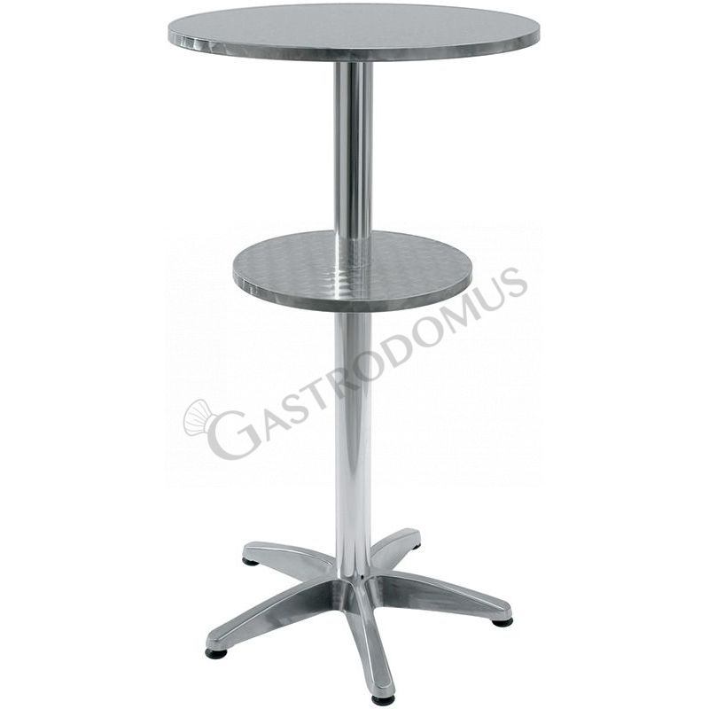 Tisch mit Ablagefläche (Ø 400), rund, Aluminium und Stahl, Höhe 1120 mm, Ø 600 mm