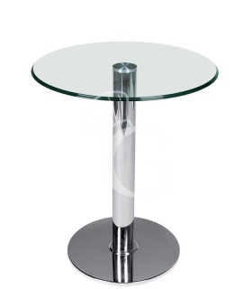Tavolo da interno in metallo cromato e piano in vetro temperato ⌀ 60 cm