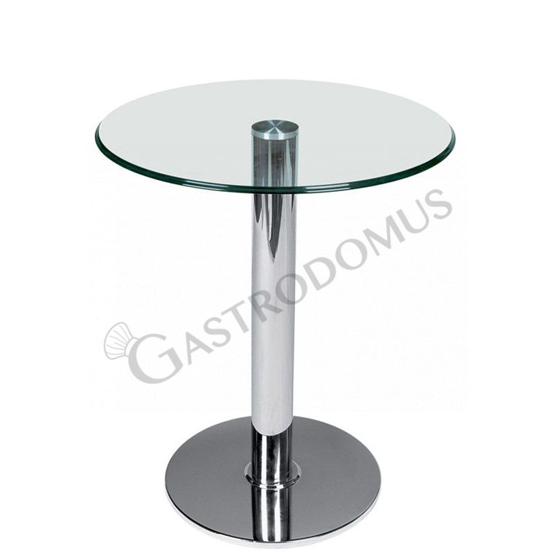 Tavolo da interno in metallo cromato e piano in vetro temperato ⌀ 60 cm
