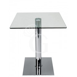 Metalltisch, verchromt, mit gehärteter Glastischplatte, Innenbereich, B 700 mm x T 700 mm x H 720 mm