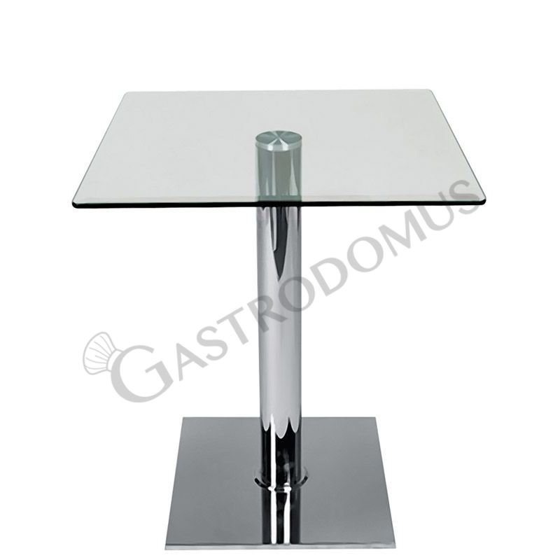 Metalltisch, verchromt, mit gehärteter Glastischplatte, Innenbereich, B 700 mm x T 700 mm x H 720 mm