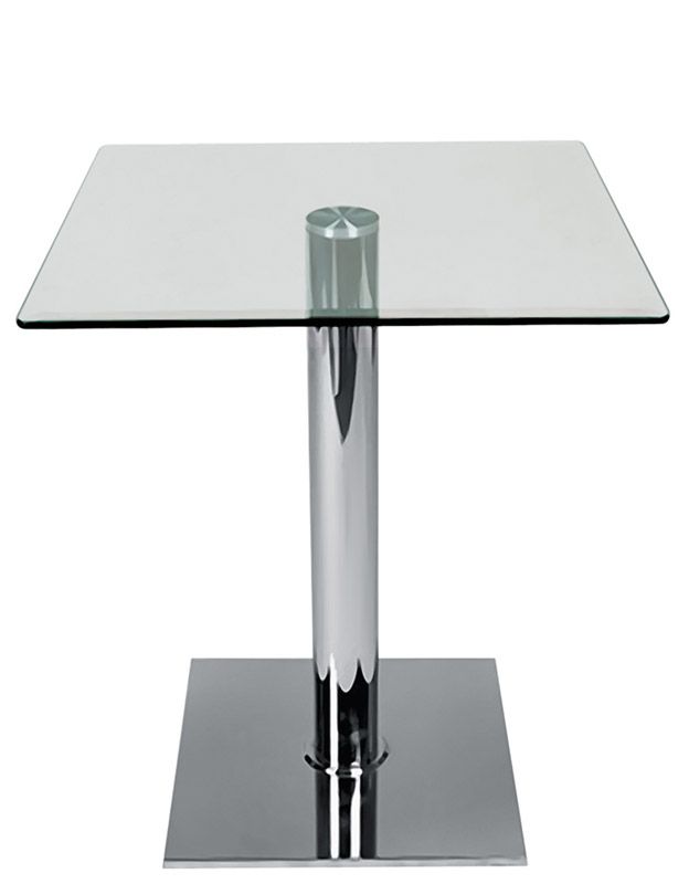 Metalltisch, verchromt, mit gehärteter Glastischplatte, Innenbereich, B 700 mm x T 700 mm x H 720 mm