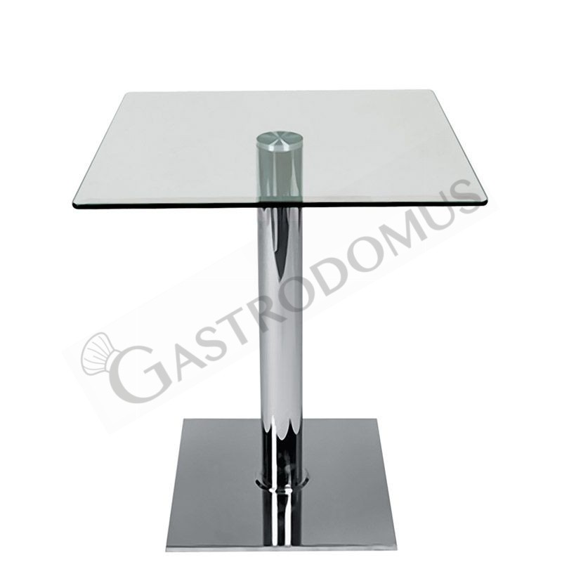 Metalltisch, verchromt, mit gehärteter Glastischplatte, Innenbereich, B 800 mm x T 800 x H 720 mm