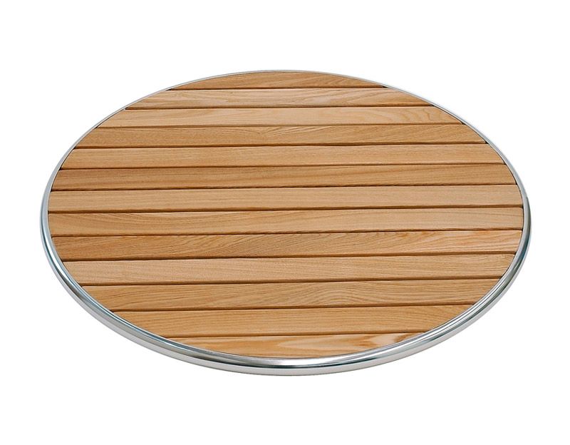 Holzlatten - Tischplatte, rund, Aluminiumrand, für den Außenbereich, Ø 800 m