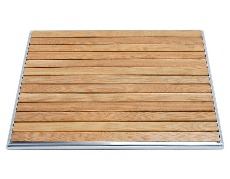 Holzlatten - Tischplatte, quadratisch, Aluminiumrand, für den Außenbereich, 800 x 800 mm