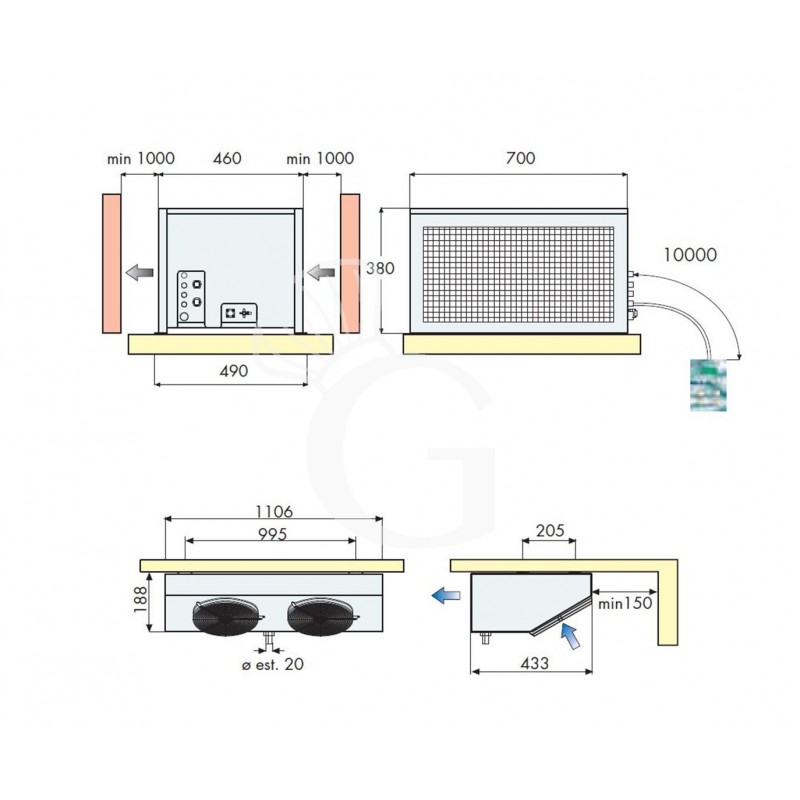 Split-Kühlaggregat für Kühlzellen – Kompressorleistung 2 kW