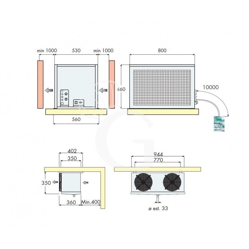 Split-Kühlaggregat für Kühlzellen – Kompressorleistung 2,5 kW