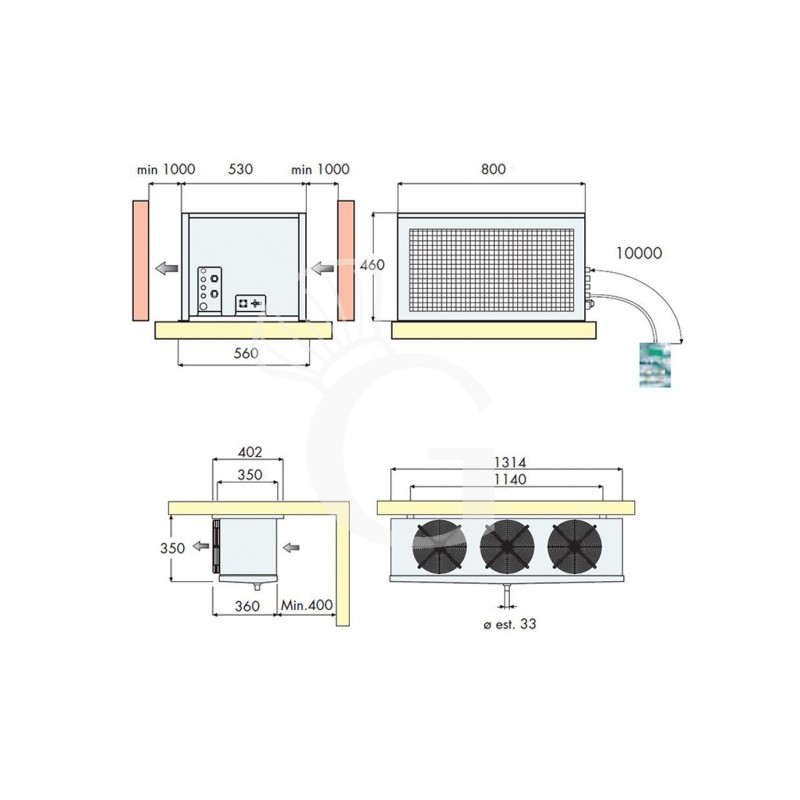 Split-Kühlaggregat für Kühlzellen - Kompressorleistung 3,8 kW