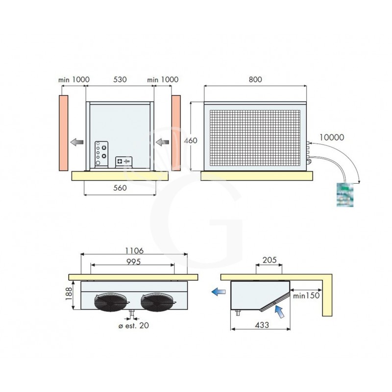 Split-Kühlaggregat für Tiefkühlzellen – Kompressorleistung 1,310 kW