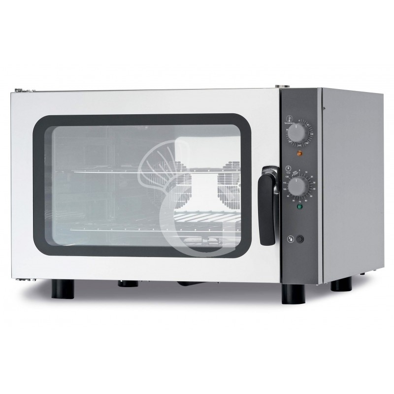 Elektro Heißluftofen, für die Bäckerei, Luftbefeuchter, Flügeltür, mechanische Steuerung, einphasig, 4 Backbleche (600x400 mm)