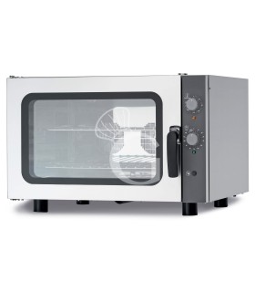 Gastro Heißluftofen, elektrisch, Luftbefeuchter, Flügelscharnier, mechanische Steuerung, einphasig, 4 Backbleche GN1/1