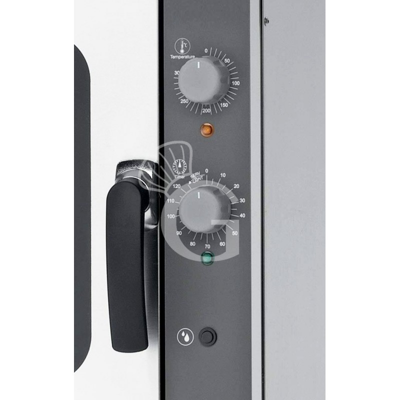 Gastro Heißluftofen, elektrisch, Luftbefeuchter, Flügelscharnier, mechanische Steuerung, einphasig, 4 Backbleche GN1/1