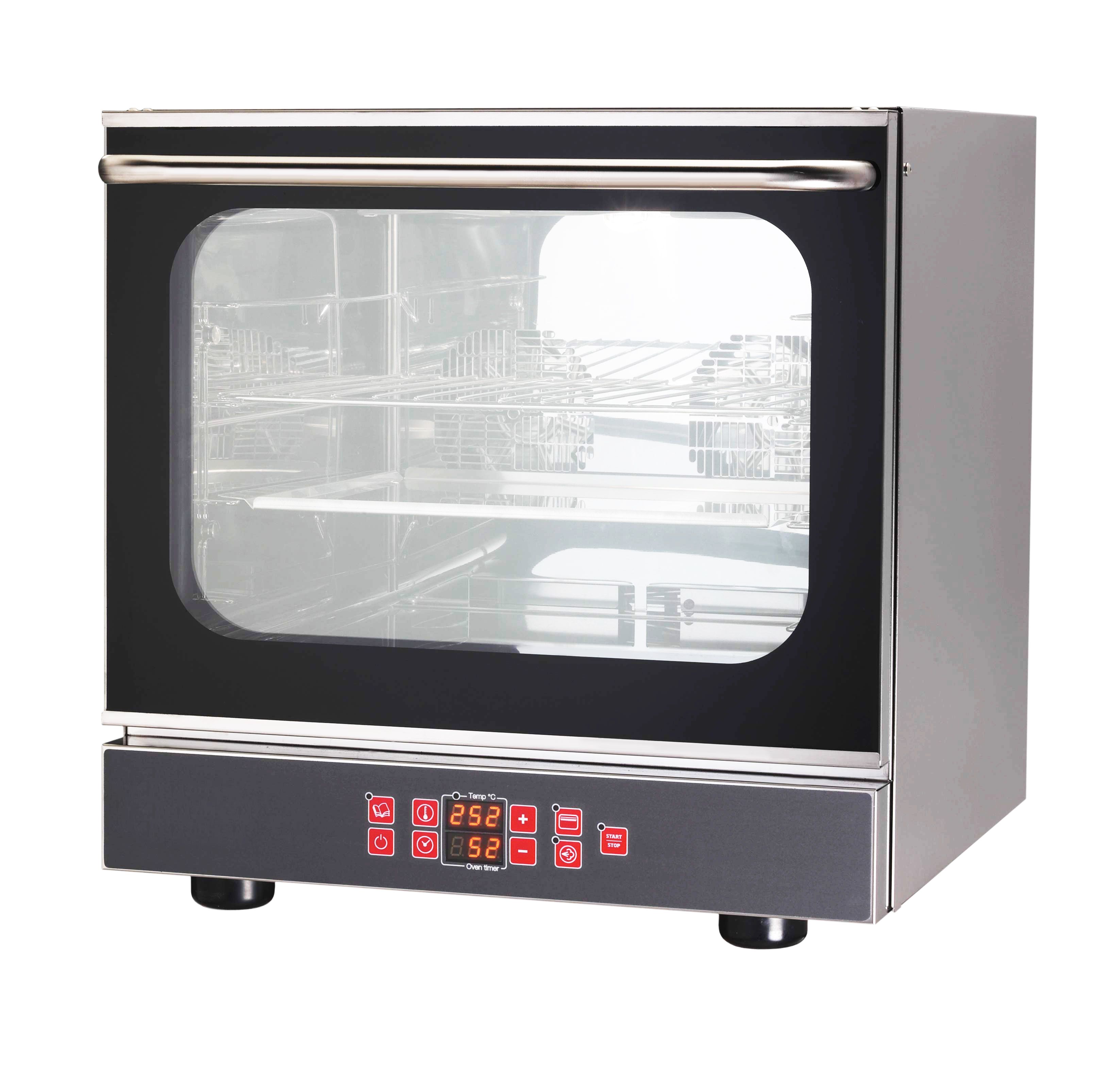Elektro Heißluftofen für Brioches, Luftbefeuchter, Grill, Klapptür, digitale Steuerung, 4 Backbleche GN2/3