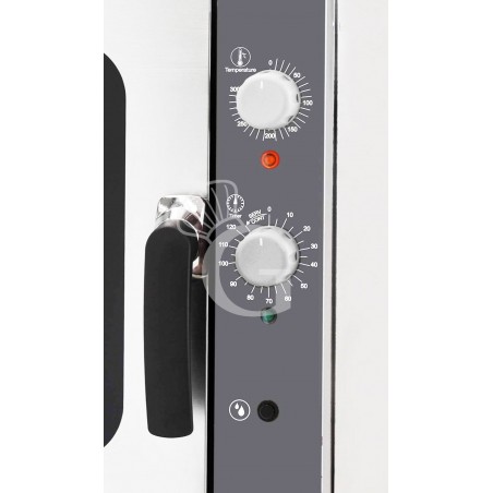 Bäckerei Heißluftofen – Beschwadungs-Taste – Flügeltür – mechanische Steuerung – einphasig – 4 Tragroste GN2/3 Bäckerei Heißluftofen – Beschwadungs-Taste – Flügeltür – mechanische Steuerung – einphasig – 4 Tragroste GN2/3