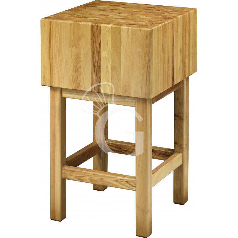 Hackblock (Stärke 250 mm) mit Untergestell, Akazienholz, B 700 mm x T 600 mm x H 900 mm