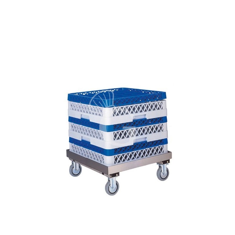 Geschirrkorbwagen – Edelstahl – ohne Handgriff – B 520 mm x T 520 mm x H 200 mm