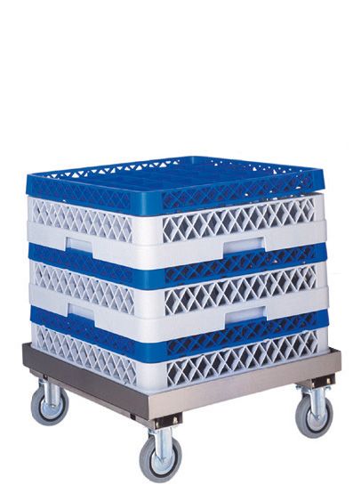 Geschirrkorbwagen – Edelstahl – ohne Handgriff – B 520 mm x T 520 mm x H 200 mm
