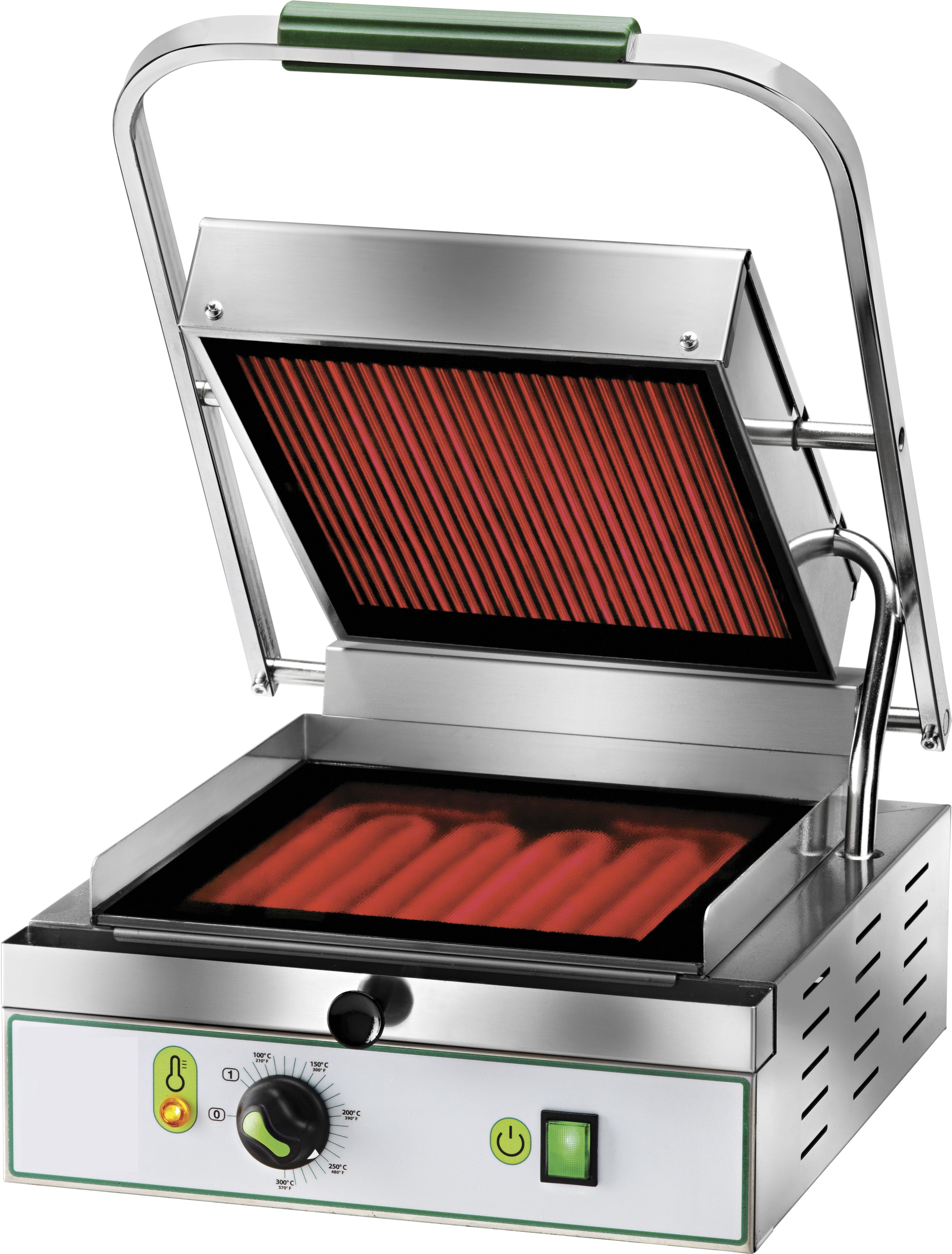 Kontaktgrill, Glaskeramik, glatt u. gerillt, B 340 mm x T 450 mm x H 190 mm