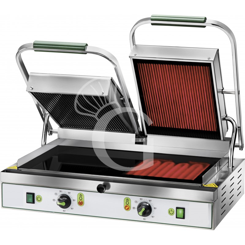 Doppel Kontaktgrill, Glaskeramik, glatt u. gerillt, B 630 mm x T 450 mm x H 190 mm