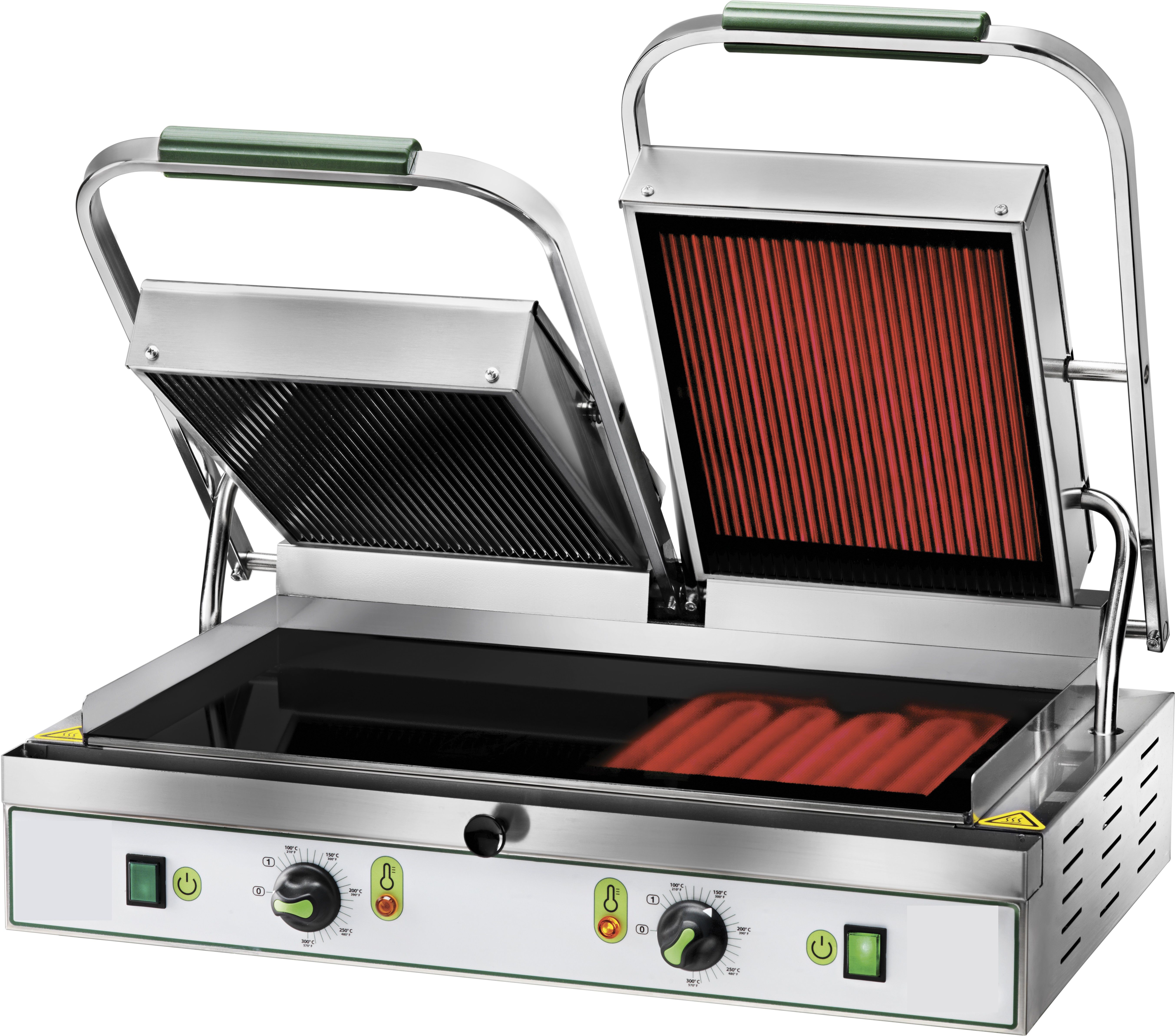 Doppel Kontaktgrill, Glaskeramik, glatt u. gerillt, B 630 mm x T 450 mm x H 190 mm