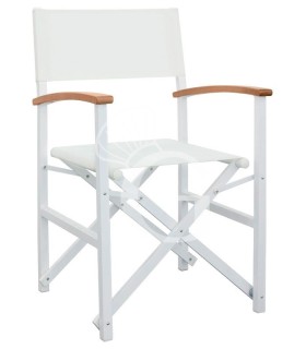 Klappstuhl "CINEMA", Aluminium, Holz-Armlehne, Sitzfläche aus Stoff