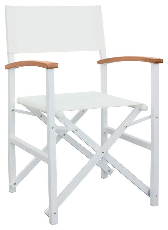 Klappstuhl "CINEMA", Aluminium, Holz-Armlehne, Sitzfläche aus Stoff