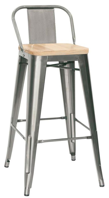 Barhocker "BRERA", lackiertes Metall, Sitzfläche aus Holz, B 300 mm x T 300 mm x H 980 mm