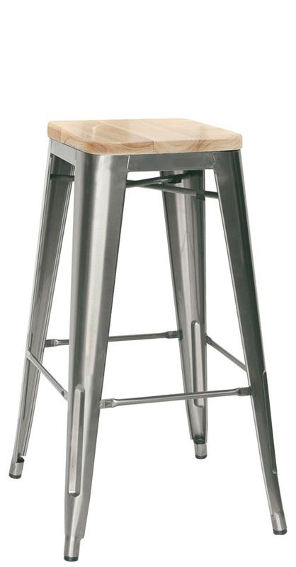 Barhocker "CRUISE", lackiertes Metall, Sitzfläche aus Holz