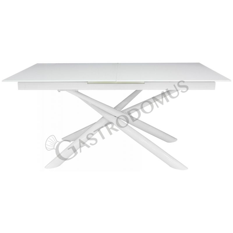Lackierter Metalltisch mit Kristall-Tischplatte, ausziehbar, Länge 1800/2200 mm