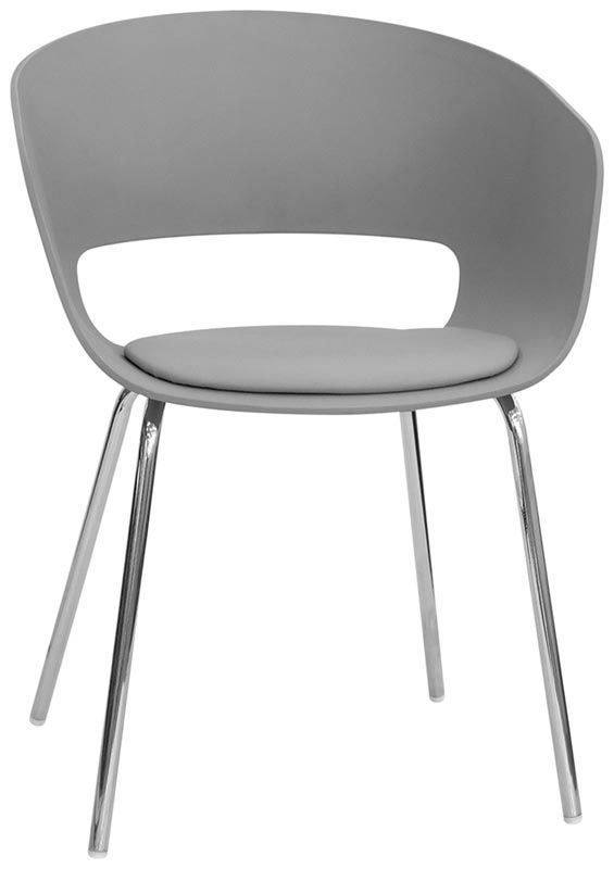 Sessel "ECO", verchromtes Metall, Sitzfläche in Polypropylen, Sitzkissen aus Kunstleder