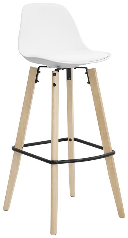 Barhocker "TALLIN", Holz und Metall, Sitzfläche aus Polypropylen, Kunstlederkissen