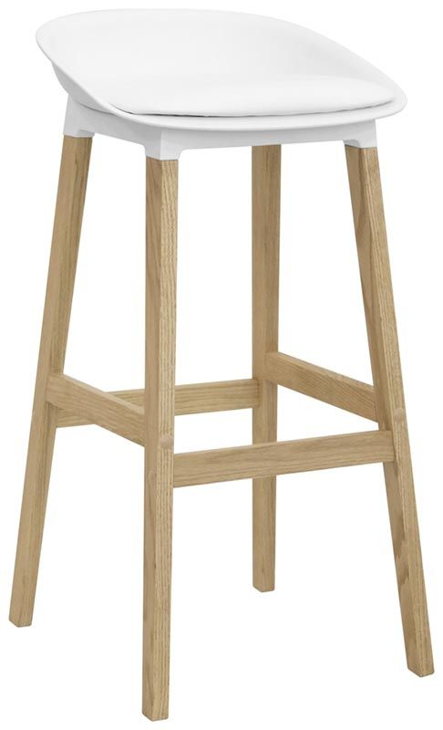 Barhocker "OSLO", Holzstruktur, Sitzfläche aus Polypropylen, Kunstlederkissen