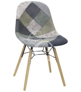 Sessel "DOHA", Holz und Metall, Sitzfläche mit Stoffbezug, B 450 mm x P 420 mm x H 830 mm