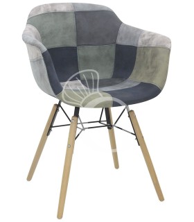 Sessel "MOSCOW", Holz und Metall, Sitzfläche mit Stoffbezug
