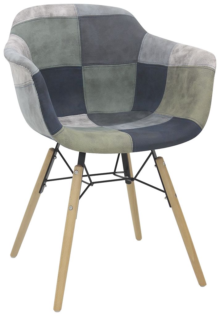 Sessel "MOSCOW", Holz und Metall, Sitzfläche mit Stoffbezug