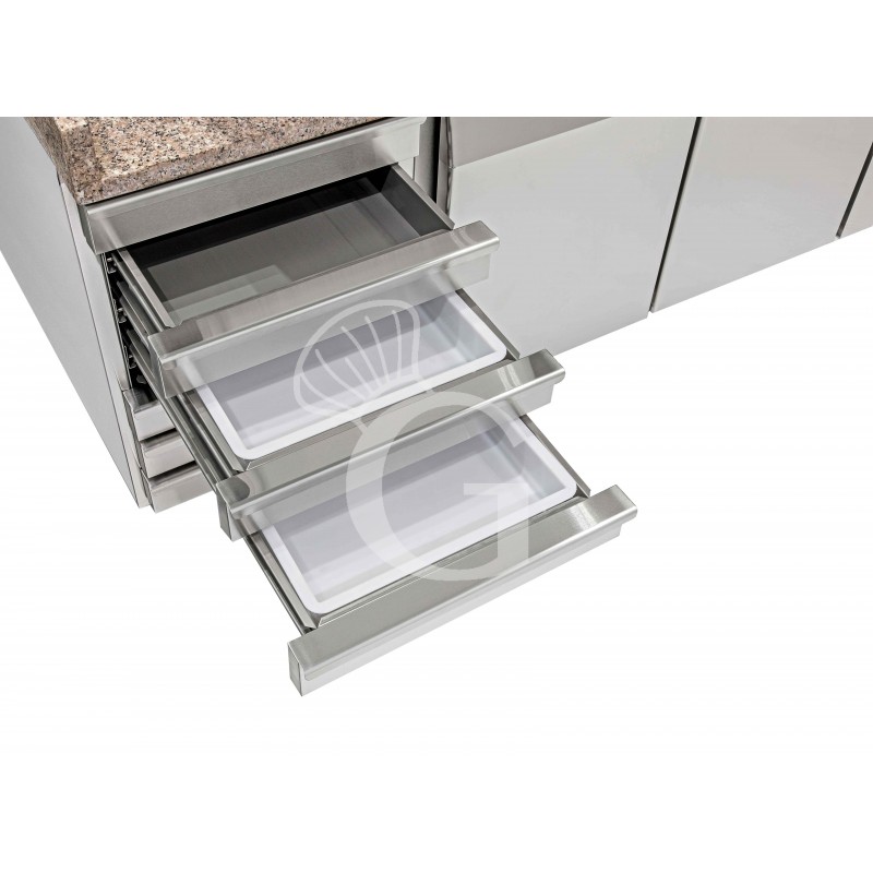 Pizzakühltisch, 2 Türen, 7 Schubladen, 390 Liter, Gitter 600 x 400 mm