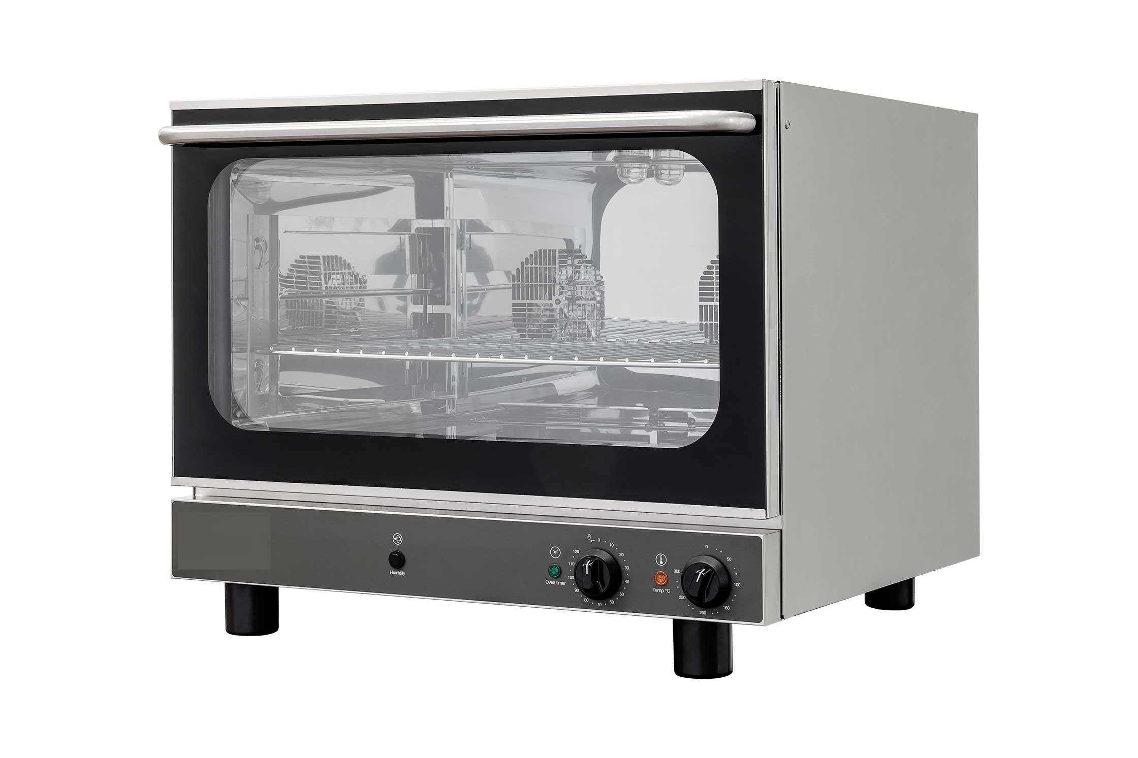 Elektro Heißluftofen, für die Bäckerei, Luftbefeuchter, mechanische Steuerung, dreiphasig, 4 Backbleche (600x400 mm)