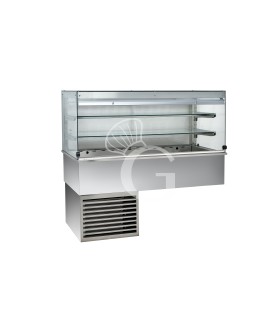 Einbau-Kühlvitrine, 2 Ablage, kundenseitiger Vorhang, L 1460 mm