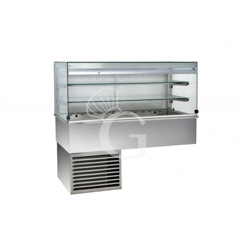Einbau-Kühlvitrine, 2 Ablage, kundenseitiger Vorhang, L 1460 mm Einbau-Kühlvitrine, 2 Ablage, kundenseitiger Vorhang, L 1460 mm