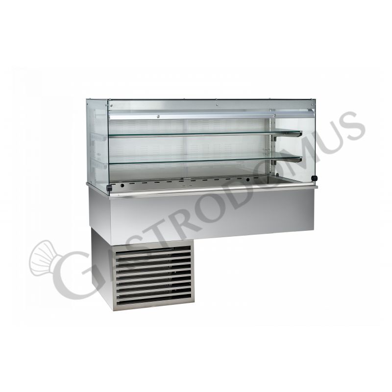 Einbau-Kühlvitrine, Umluftkühlung, 2 Ablage, kubisch, kundenseitiges Frontglas geschlossen, L 810 mm