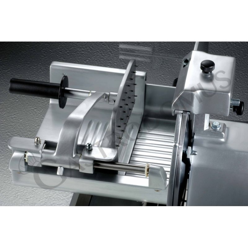 Semiprofessionelle vertikale Fleischschneidemaschine aus Aluminium Messerdurchmesser 250 mm, fixer Messerschärfer einphasig