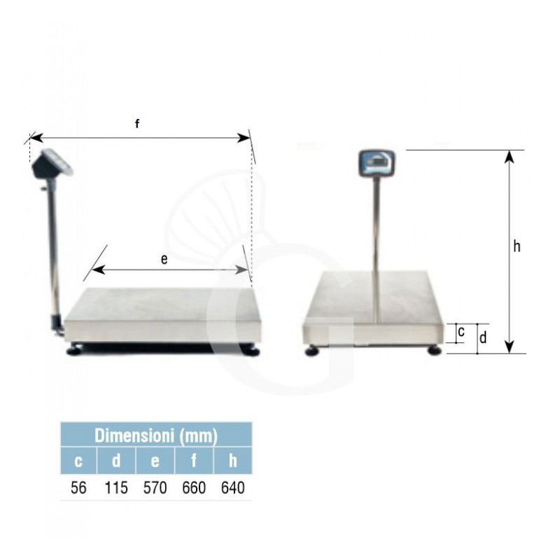 Industriewaage /Plattformwaage, Hochanzeige, einzellig, Tragkraft 30 kg,  Präzision auf bis 5 g, B 450 mm x T 350 mm x H 640 mm