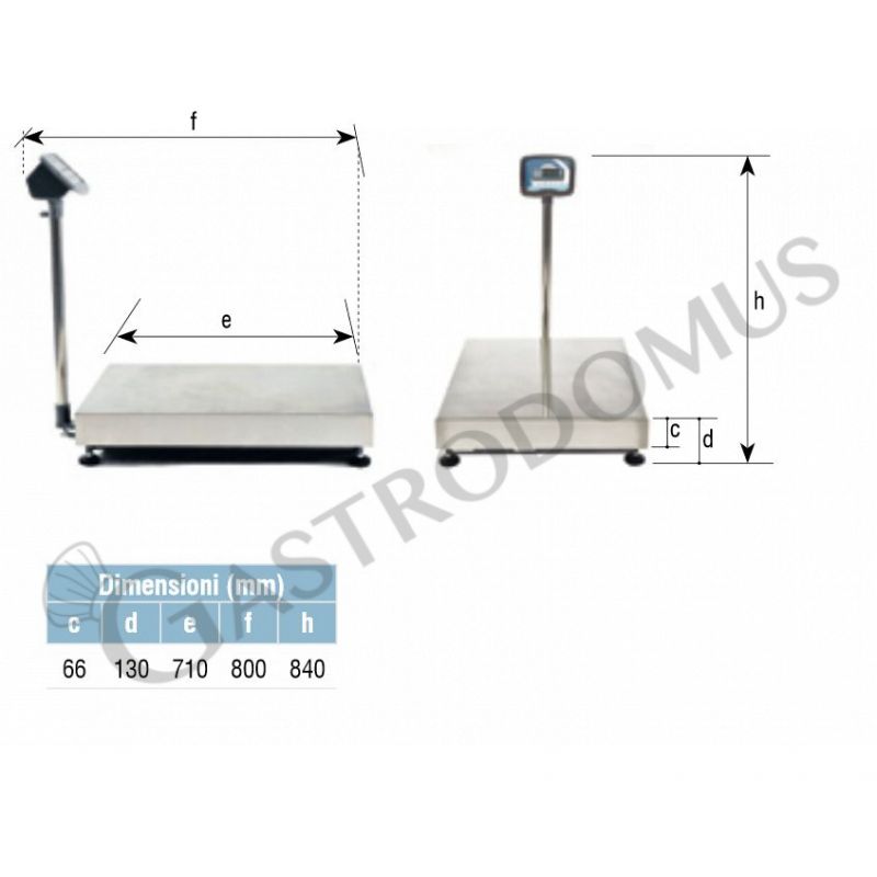 Industriewaage /Plattformwaage, Hochanzeige, einzellig, Tragkraft 150 kg,  Präzision auf bis 20 g, B 600 x T 500 x H 840 mm