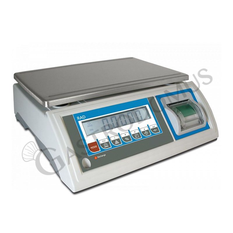 Kontrollwaage mit integriertem Drucker, Tragfähigkeit 15 kg, Präzision auf bis 5 g, B 370 mm x T 363 mm x H 137 mm Kontrollwaage mit integriertem Drucker, Tragfähigkeit 15 kg, Präzision auf bis 5 g, B 370 mm x T 363 mm x H 137 mm