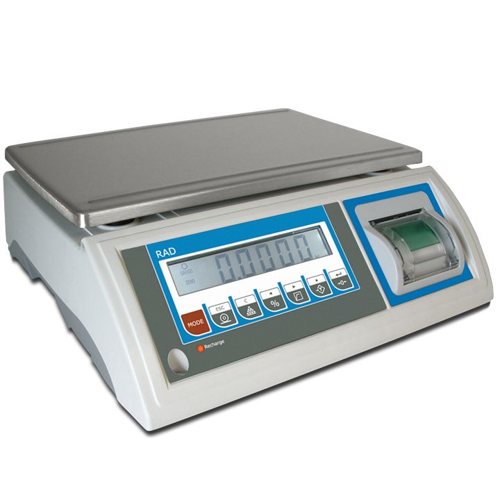 Kontrollwaage mit integriertem Drucker, Tragfähigkeit 15 kg, Präzision auf bis 5 g, B 370 mm x T 363 mm x H 137 mm