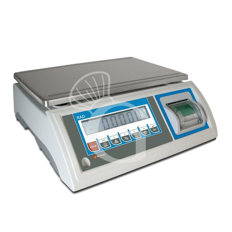 Kontrollwaage mit integriertem Drucker, Tragfähigkeit 30 kg, Präzision auf bis 10 g, B 370 mm x T 363 mm x H 137 mm