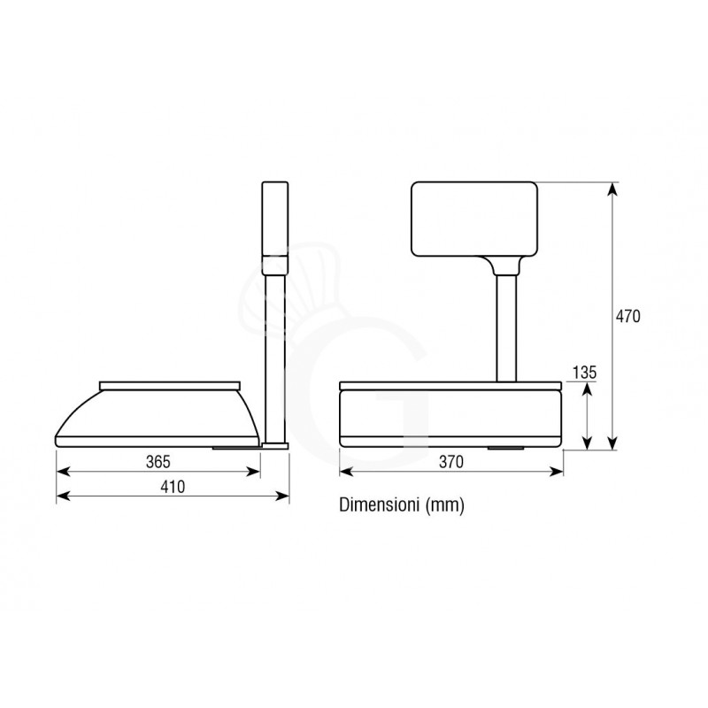 Bon- und Kassenwaage mit Hochanzeige und Bondrucker, Tragfähigkeit 15 kg, Präzision auf bis 2/5 g